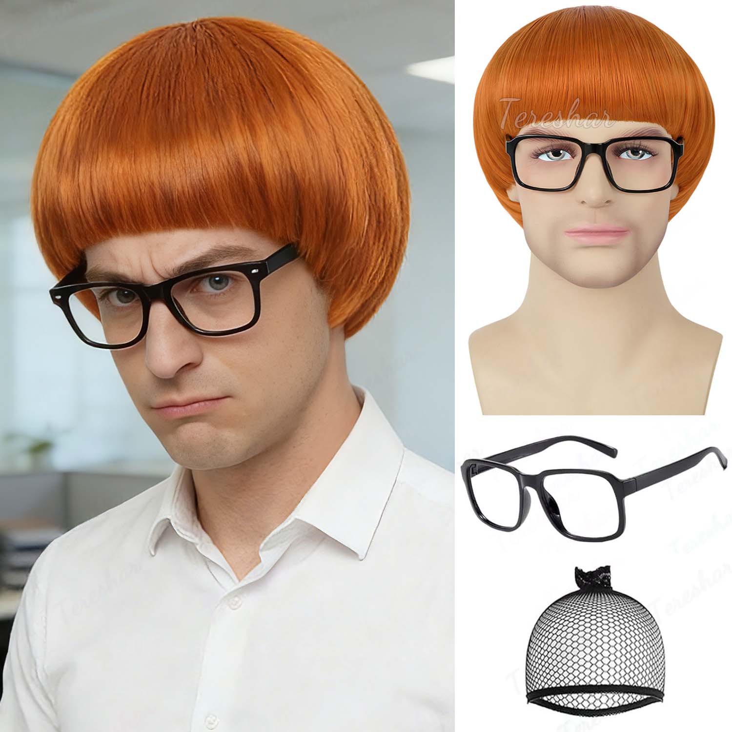 Anime Cosplay Orange Hair - Synthetic Short Orange Cosplay Wig for