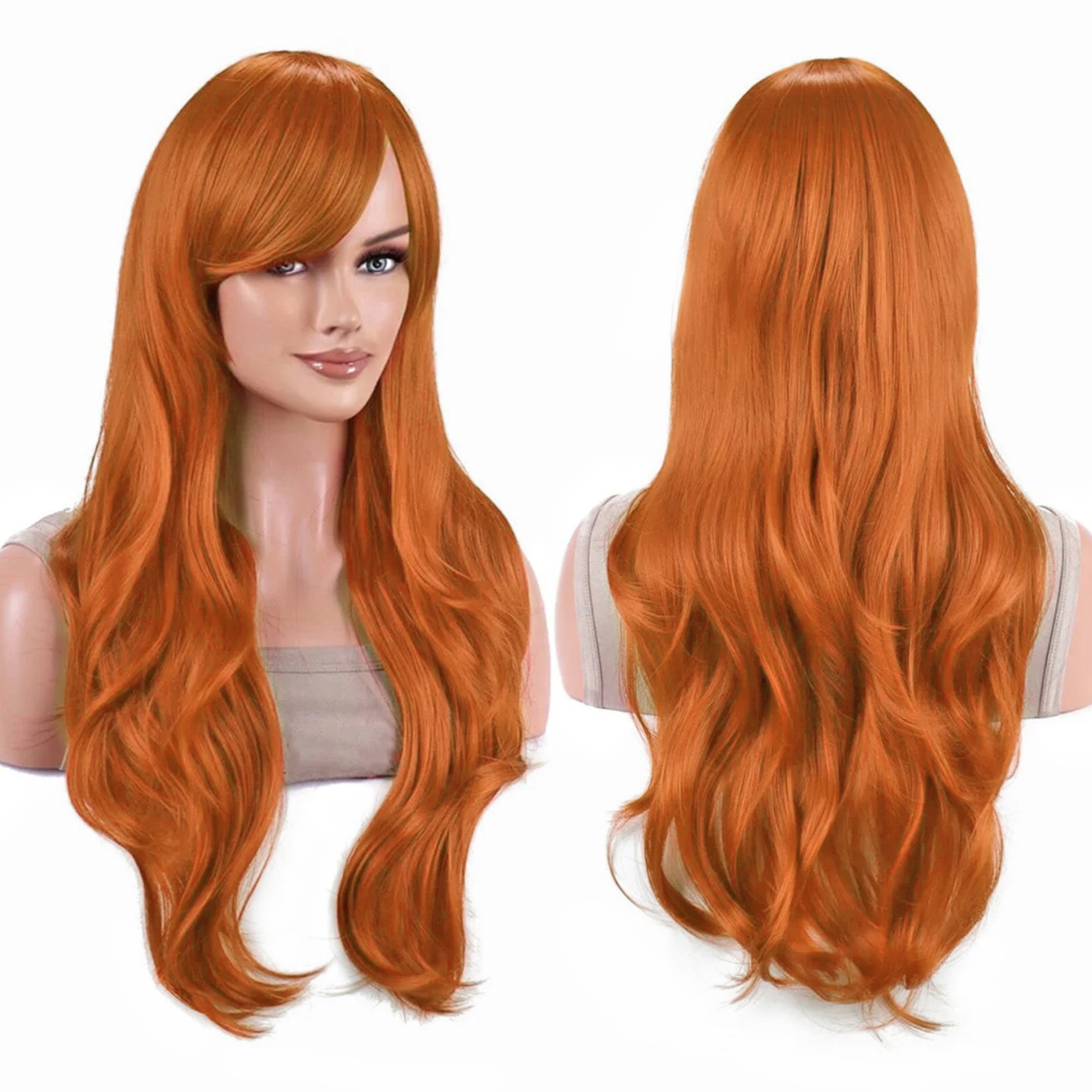 Anime Cosplay Orange Hair - Synthetic Hair Vibrant Orange Wavy Lolita
