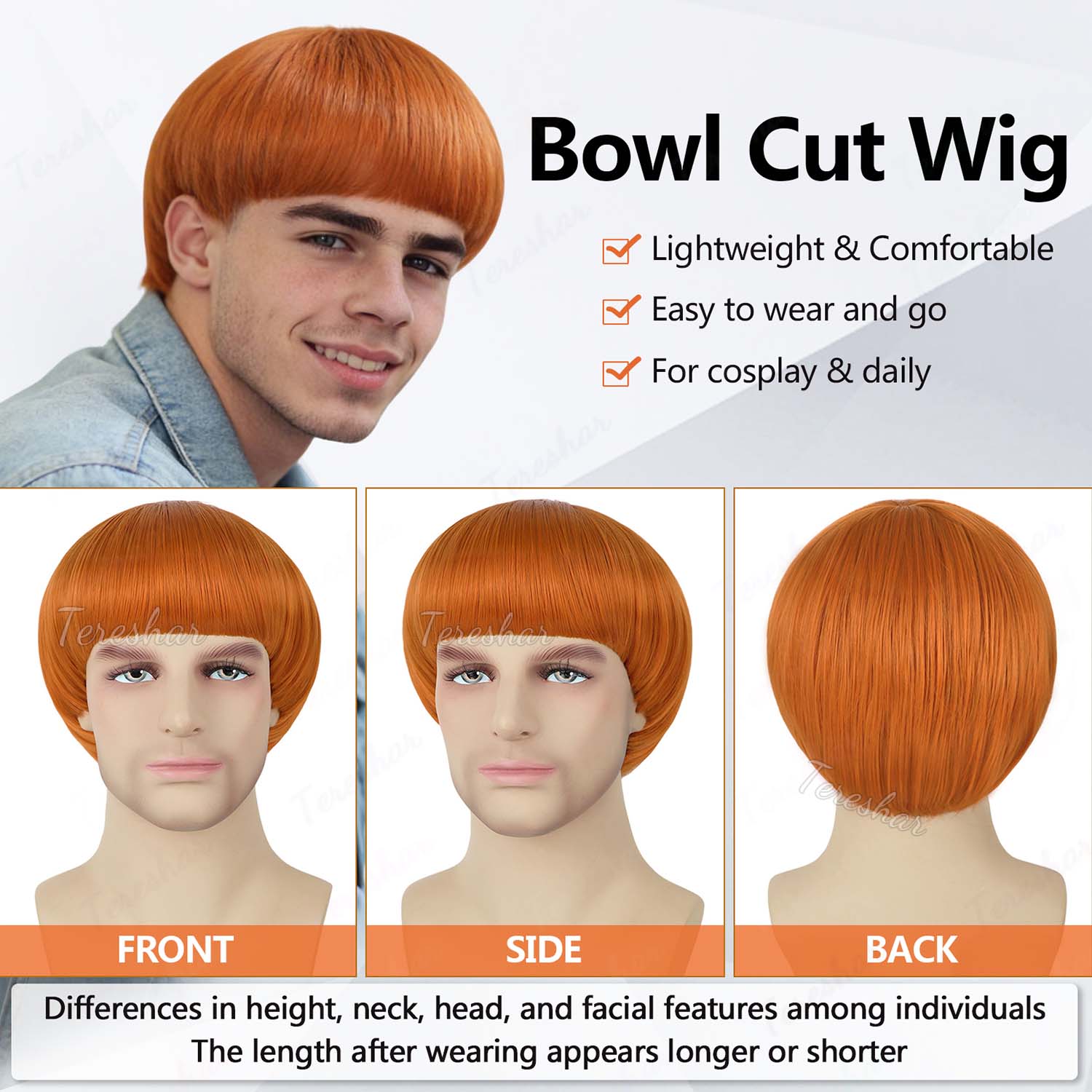 Synthetic Short Orange Cosplay - Anime Cosplay Orange Hair reseña y precio