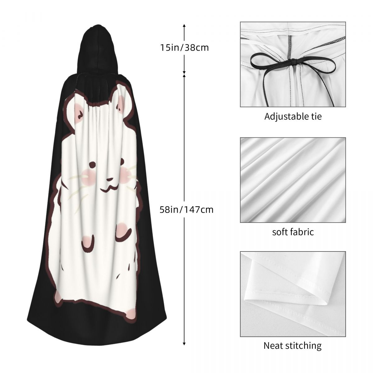 Cute Hamster Drawing Long Hood - Anime Cosplay Drawing reseña y precio