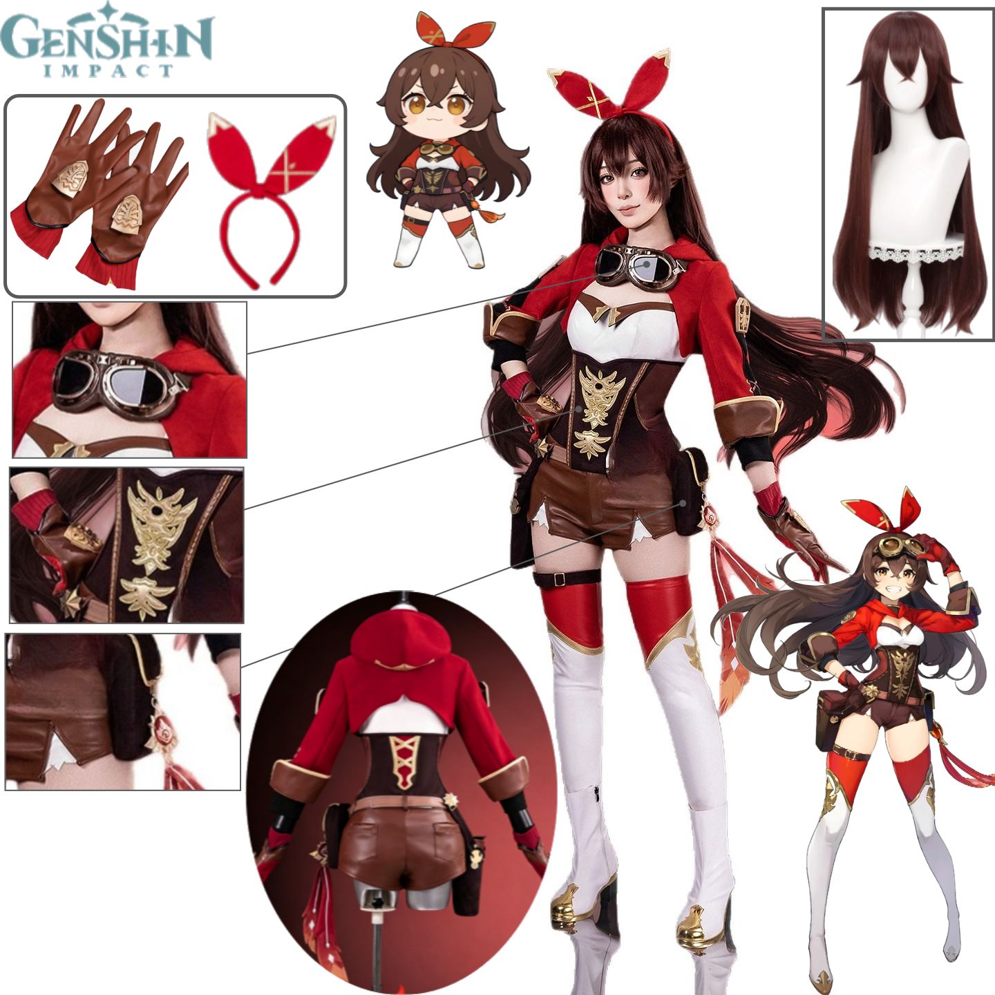 Genshin Impact Amber Cosplay C - Anime Cosplay Glasses reseña y precio
